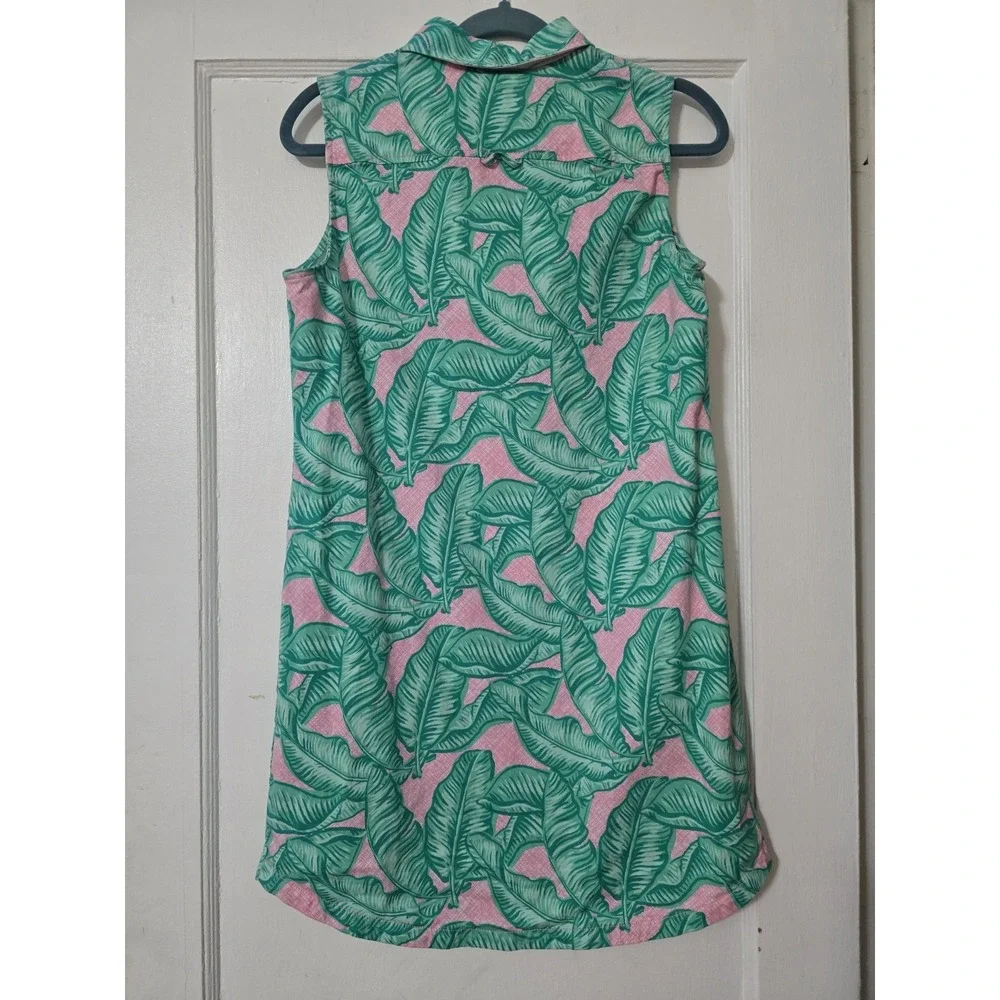 Vineyard Vines Margo Print Midi Dress Sz 4 Womens Sleeveless Green Tropical - Picture 2 of 5